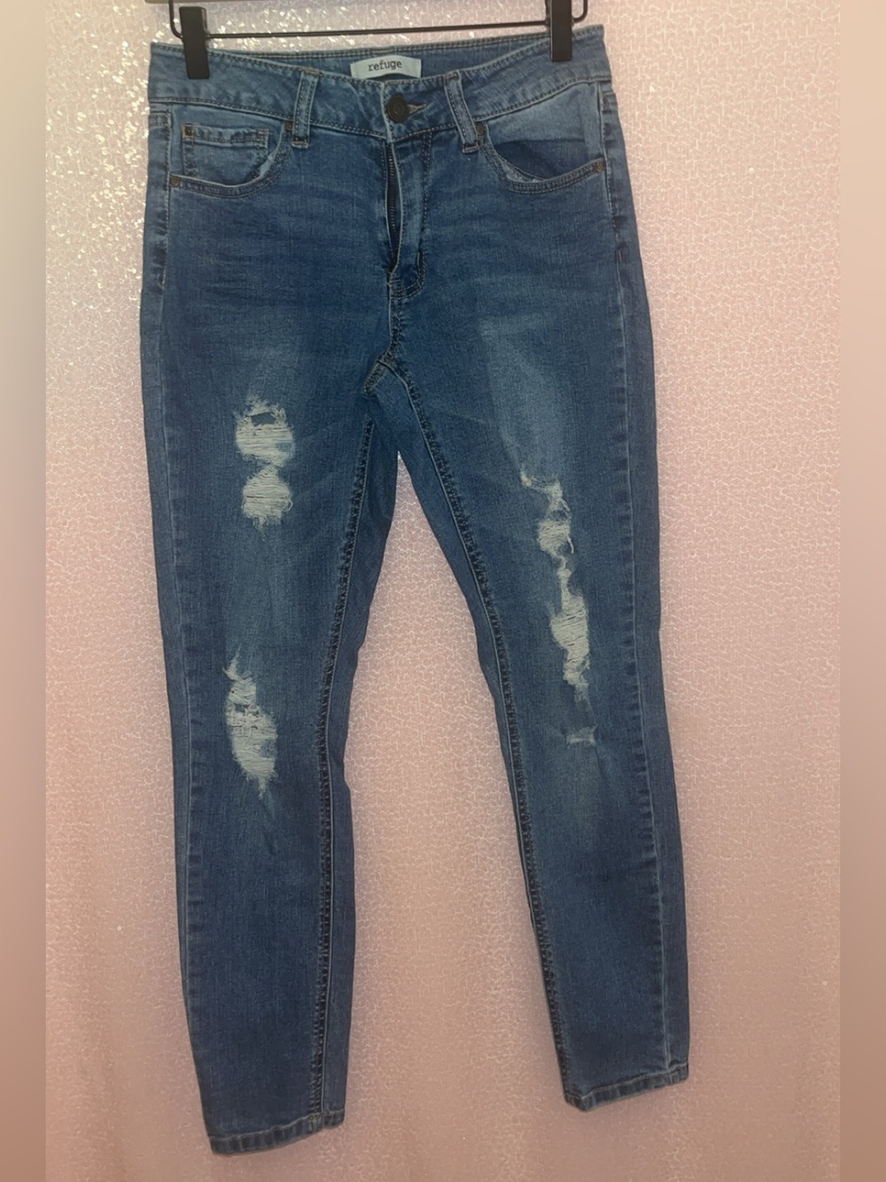refuge Distressed Blue Skinny Jeans